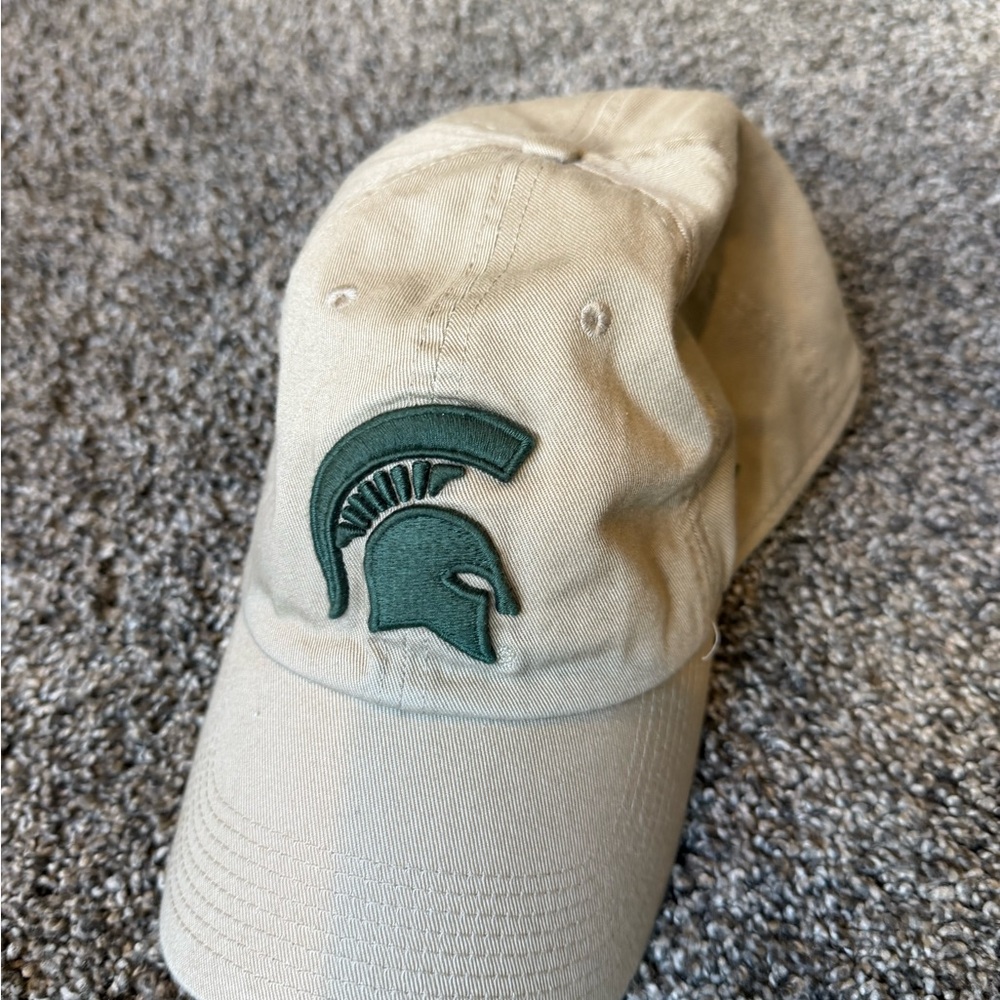 Michigan State Beige Cap with Green Spartan Logo